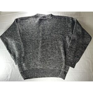 Generra Collection Sweater Men's Small Black‎ White Knit Crewneck Cotton Ramie